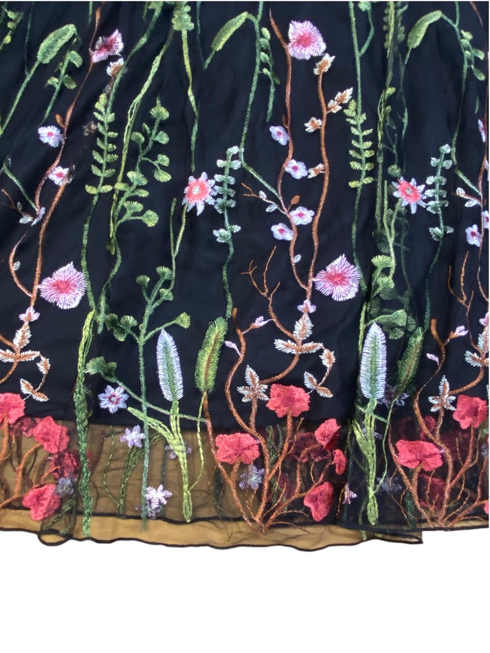 BloomChic Black Mesh Overlay Dress With Floral Embroidery - Picture 6 of 7